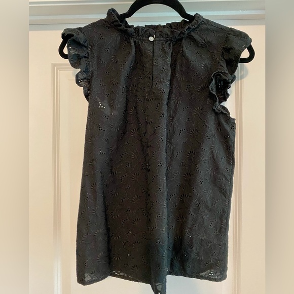 Loft Eyelet Ruffle Split Neck Shell - Picture 3 of 6